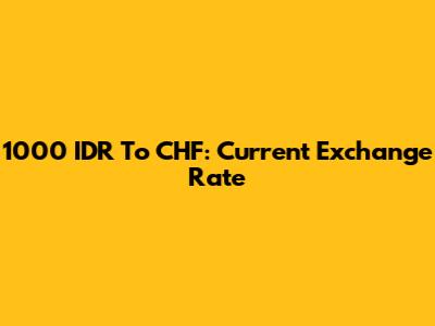 1000 IDR To CHF: Current Exchange Rate