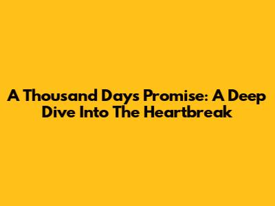 A Thousand Days' Promise: A Deep Dive Into The Heartbreak