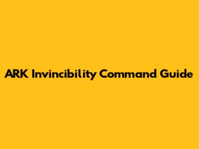 ARK Invincibility Command Guide