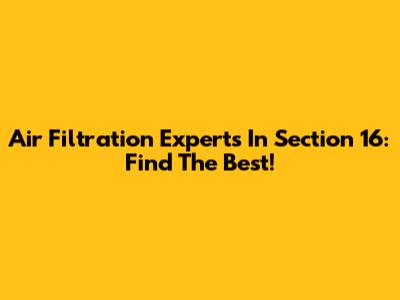 Air Filtration Experts In Section 16: Find The Best!