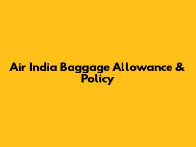 Air India Baggage Allowance & Policy