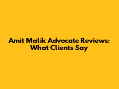 Amit Malik Advocate Reviews: What Clients Say