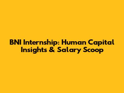 BNI Internship: Human Capital Insights & Salary Scoop