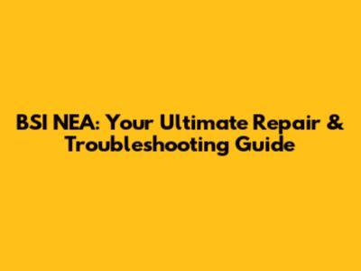 BSI NEA: Your Ultimate Repair & Troubleshooting Guide