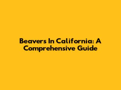 Beavers In California: A Comprehensive Guide