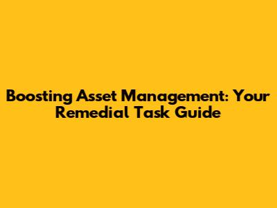 Boosting Asset Management: Your Remedial Task Guide