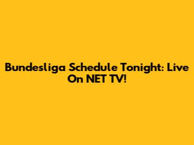 Bundesliga Schedule Tonight: Live On NET TV!