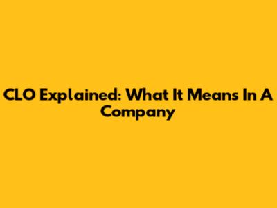 CLO Explained: What It Means In A Company