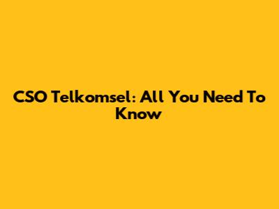 CSO Telkomsel: All You Need To Know