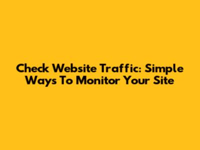 Check Website Traffic: Simple Ways To Monitor Your Site