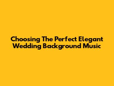 Choosing The Perfect Elegant Wedding Background Music