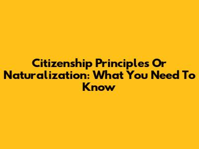 Citizenship Principles Or Naturalization: What You Need To Know