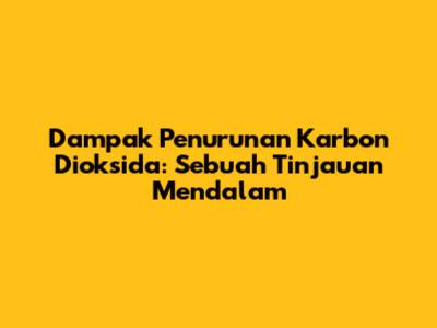 Dampak Penurunan Karbon Dioksida: Sebuah Tinjauan Mendalam