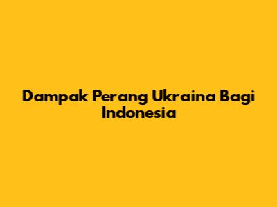 Dampak Perang Ukraina Bagi Indonesia