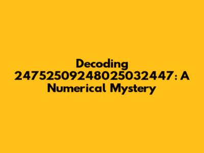 Decoding 24752509248025032447: A Numerical Mystery