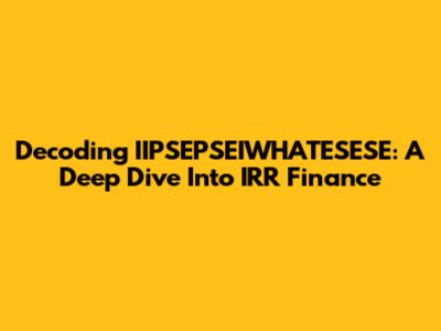 Decoding IIPSEPSEIWHATESESE: A Deep Dive Into IRR Finance