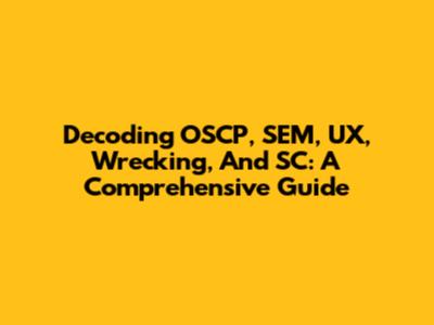 Decoding OSCP, SEM, UX, Wrecking, And SC: A Comprehensive Guide