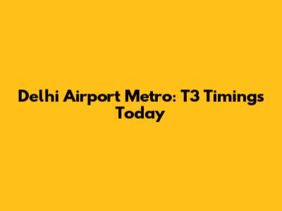Delhi Airport Metro: T3 Timings Today