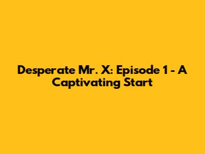 Desperate Mr. X: Episode 1 - A Captivating Start
