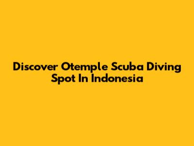 Discover Otemple Scuba Diving Spot In Indonesia