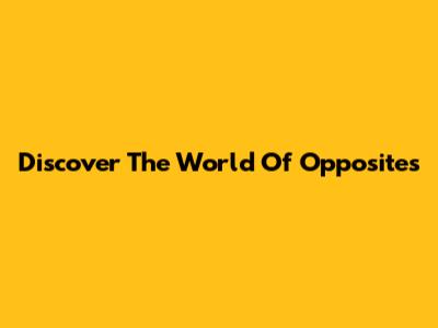 Discover The World Of Opposites