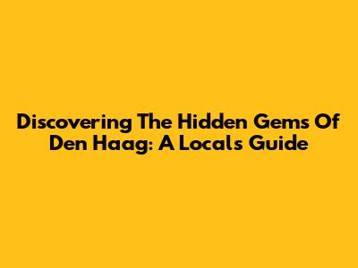 Discovering The Hidden Gems Of Den Haag: A Local's Guide