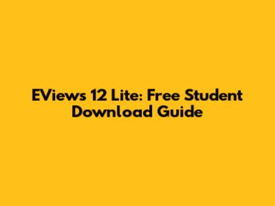 EViews 12 Lite: Free Student Download Guide