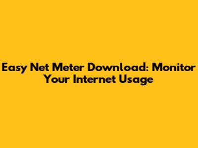 Easy Net Meter Download: Monitor Your Internet Usage