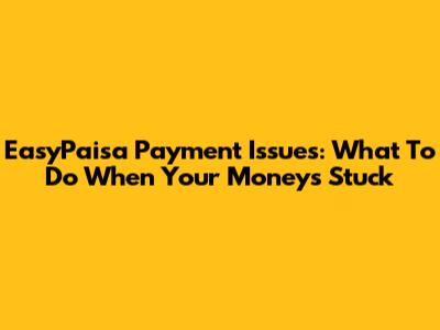EasyPaisa Payment Issues: What To Do When Your Money's Stuck
