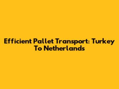 Efficient Pallet Transport: Turkey To Netherlands