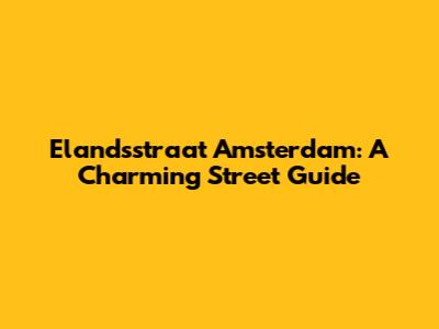 Elandsstraat Amsterdam: A Charming Street Guide