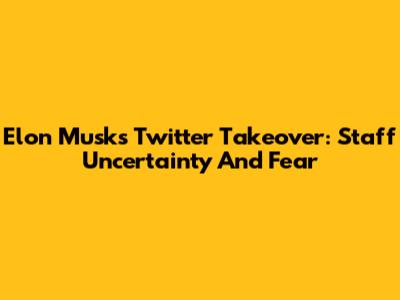 Elon Musk's Twitter Takeover: Staff Uncertainty And Fear
