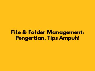 File & Folder Management: Pengertian, Tips Ampuh!