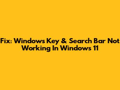 Fix: Windows Key & Search Bar Not Working In Windows 11