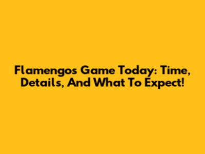 Flamengo's Game Today: Time, Details, And What To Expect!