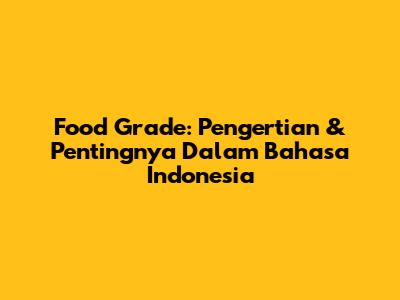 Food Grade: Pengertian & Pentingnya Dalam Bahasa Indonesia