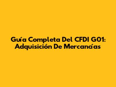 Guía Completa Del CFDI G01: Adquisición De Mercancías