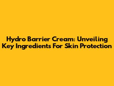 Hydro Barrier Cream: Unveiling Key Ingredients For Skin Protection
