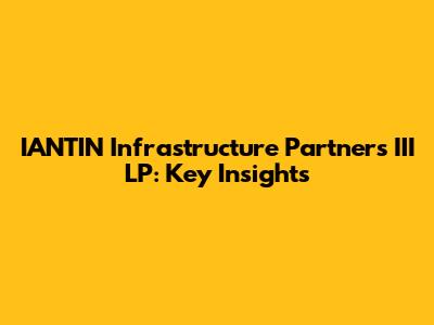 IANTIN Infrastructure Partners III LP: Key Insights