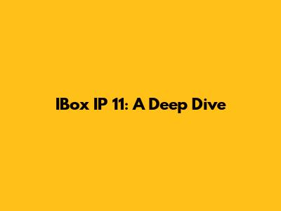IBox IP 11: A Deep Dive