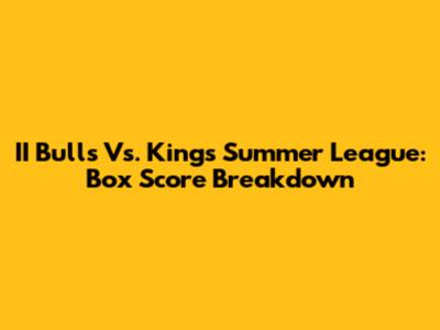 II Bulls Vs. Kings Summer League: Box Score Breakdown