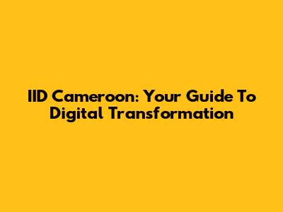IID Cameroon: Your Guide To Digital Transformation