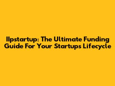 IIpstartup: The Ultimate Funding Guide For Your Startup's Lifecycle