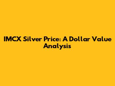 IMCX Silver Price: A Dollar Value Analysis
