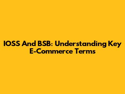 IOSS And BSB: Understanding Key E-Commerce Terms