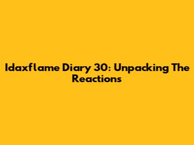 Idaxflame Diary 30: Unpacking The Reactions