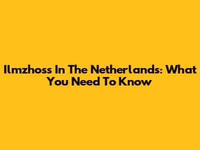 Ilmzhoss In The Netherlands: What You Need To Know
