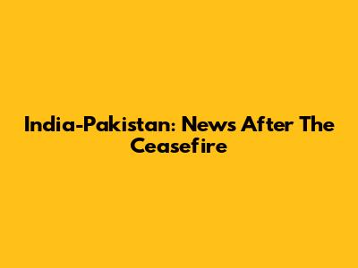 India-Pakistan: News After The Ceasefire