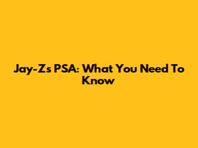 Jay-Z's PSA: What You Need To Know