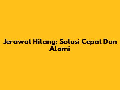 Jerawat Hilang: Solusi Cepat Dan Alami